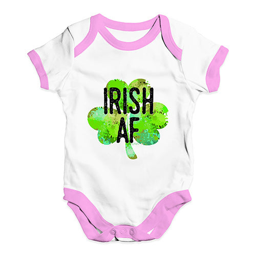 Funny Baby Onesies Irish AF Baby Unisex Baby Grow Bodysuit 6-12 Months White Pink Trim