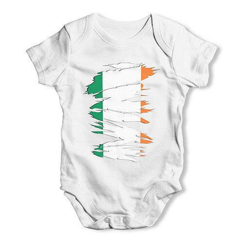 Irish Flag Ripped Fabric Baby Unisex Baby Grow Bodysuit