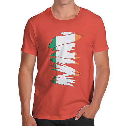 Irish Flag Ripped Fabric Men's T-Shirt