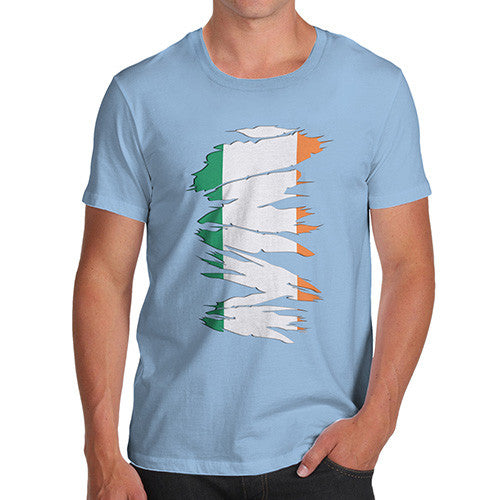 Irish Flag Ripped Fabric Men's T-Shirt