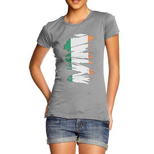 Irish Flag Ripped Fabric Women's T-Shirt 