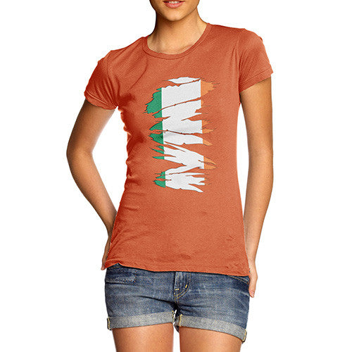 Irish Flag Ripped Fabric Women's T-Shirt 