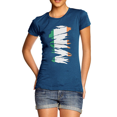 Irish Flag Ripped Fabric Women's T-Shirt 