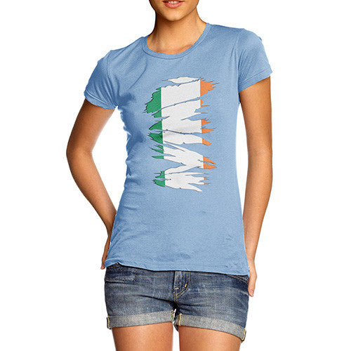 Irish Flag Ripped Fabric Women's T-Shirt 