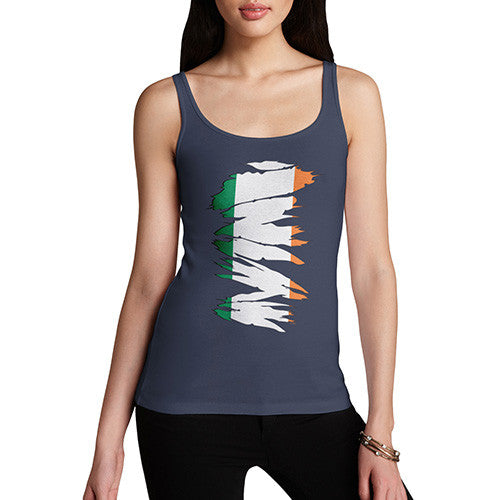 Irish Flag Ripped Fabric Women's Tank Top