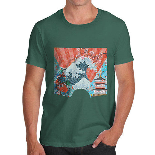 Japanese Fan Koi Wave Temple Men's T-Shirt