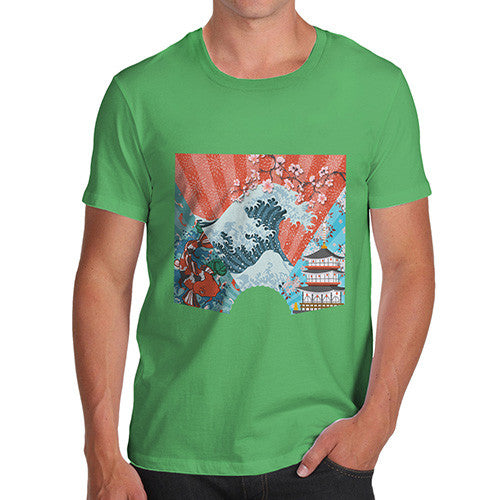 Japanese Fan Koi Wave Temple Men's T-Shirt