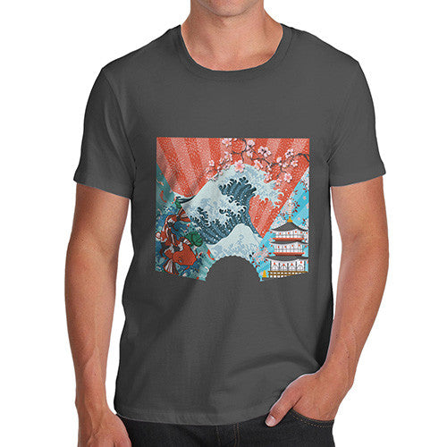 Japanese Fan Koi Wave Temple Men's T-Shirt