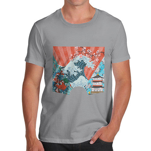 Japanese Fan Koi Wave Temple Men's T-Shirt