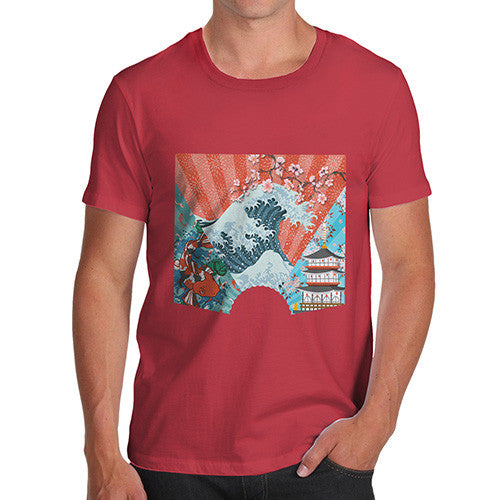 Japanese Fan Koi Wave Temple Men's T-Shirt