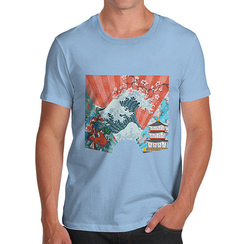 Japanese Fan Koi Wave Temple Men's T-Shirt