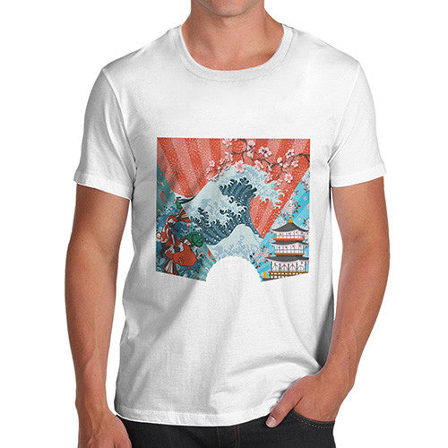 Japanese Fan Koi Wave Temple Men's T-Shirt