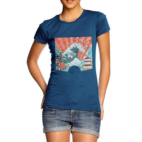 Japanese Fan Koi Wave Temple Women's T-Shirt 