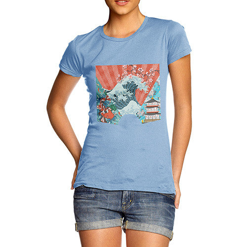 Japanese Fan Koi Wave Temple Women's T-Shirt 