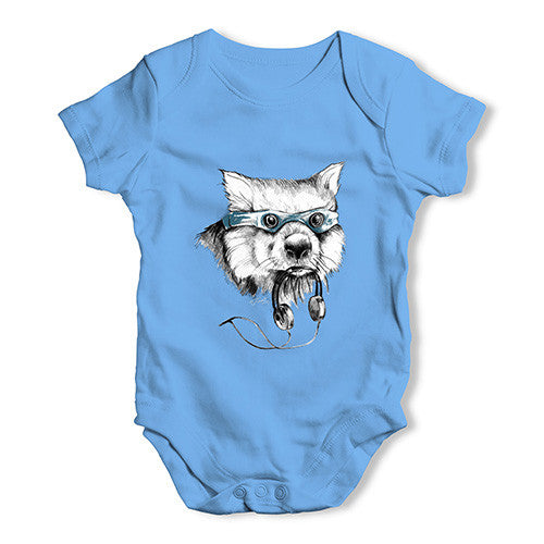 Super Wolf Headphones Baby Unisex Baby Grow Bodysuit