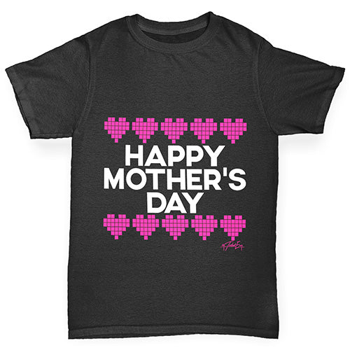 Mother's Day Pixel Hearts Boy's T-Shirt