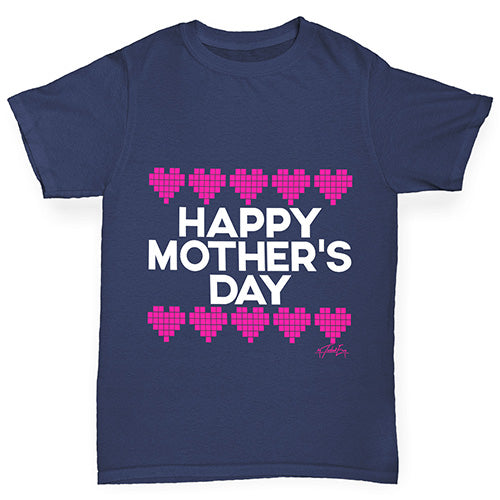 Mother's Day Pixel Hearts Boy's T-Shirt