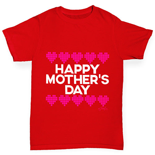 Mother's Day Pixel Hearts Boy's T-Shirt