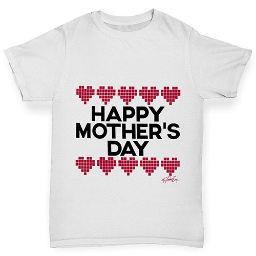 Mother's Day Pixel Hearts Boy's T-Shirt