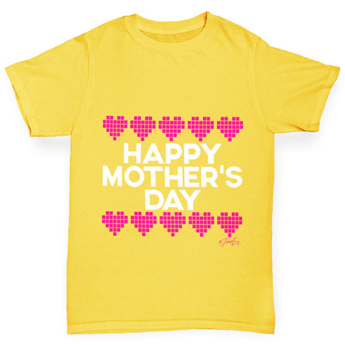 Mother's Day Pixel Hearts Boy's T-Shirt