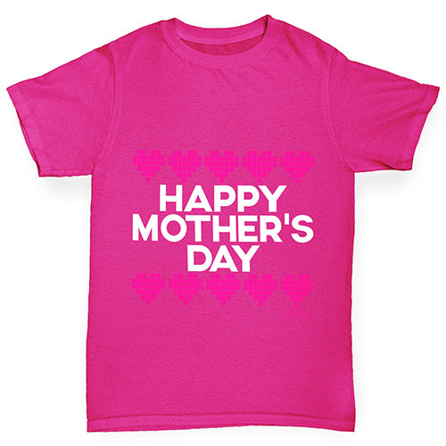 Mother's Day Pixel Hearts Girl's T-Shirt 