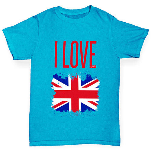 I Love Great Britain Paint Splat Boy's T-Shirt