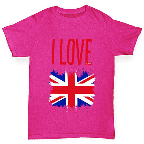 I Love Great Britain Paint Splat Girl's T-Shirt 