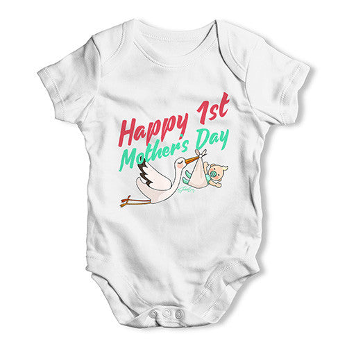Happy 1st Mother's Day Stork Baby Unisex Baby Grow Bodysuit