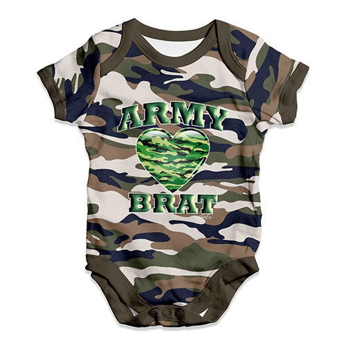 Army Brat Camo Heart Baby Unisex Baby Grow Bodysuit