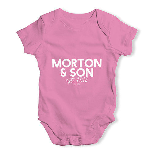 Personalised Name And Son Baby Unisex Babygrow Bodysuit Onesies