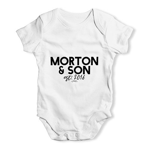 Personalised Name And Son Baby Unisex Babygrow Bodysuit Onesies