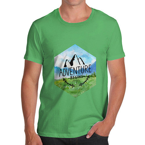 Adventure Begins Mountains Landscape Men's T-Shirt