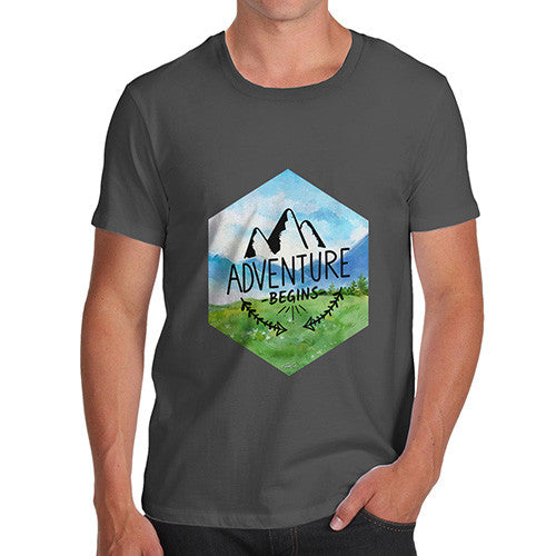 Adventure Begins Mountains Landscape Men's T-Shirt