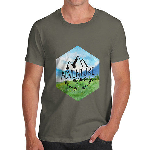 Adventure Begins Mountains Landscape Men's T-Shirt