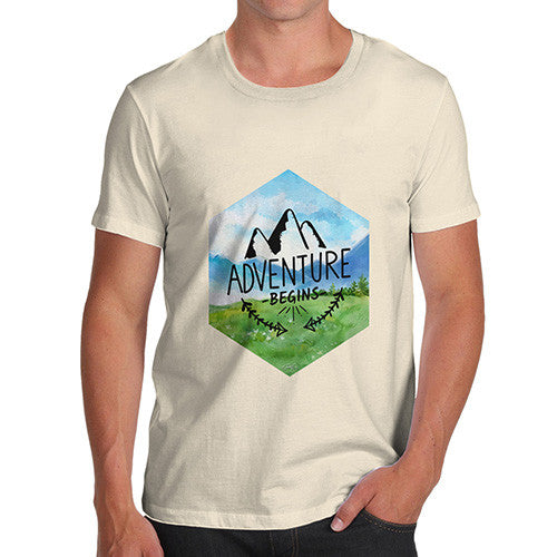 Adventure Begins Mountains Landscape Men's T-Shirt