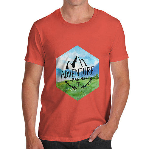 Adventure Begins Mountains Landscape Men's T-Shirt
