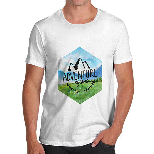 Adventure Begins Mountains Landscape Men's T-Shirt