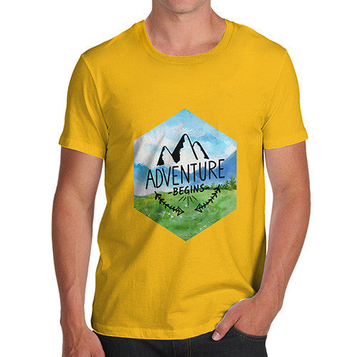 Adventure Begins Mountains Landscape Men's T-Shirt