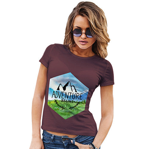 Adventure Begins Mountains Landscape Women's T-Shirt 