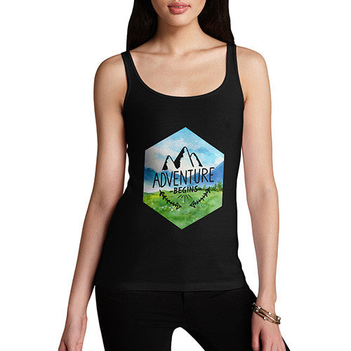 Adventure Begins Mountains Landscape Women's Tank Top