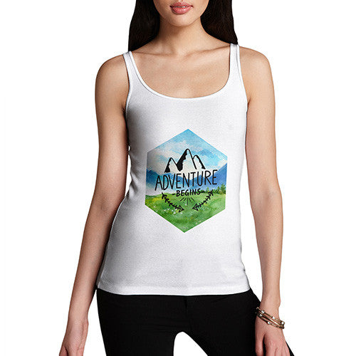 Adventure Begins Mountains Landscape Women's Tank Top