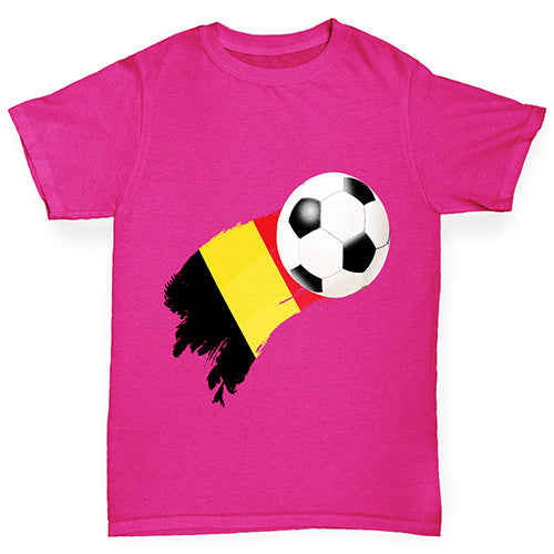 Belgium Football Flag Paint Splat Girl's T-Shirt 