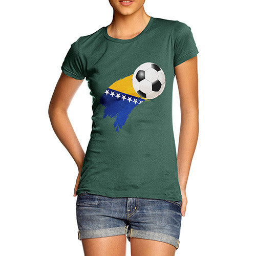 Bosnia And Herzegovina Football Flag Paint Splat Women's T-Shirt 