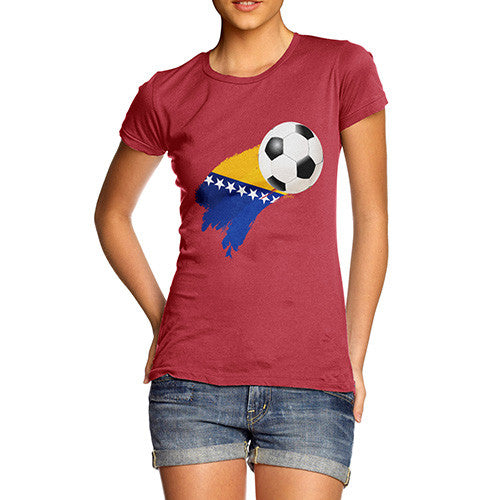 Bosnia And Herzegovina Football Flag Paint Splat Women's T-Shirt 