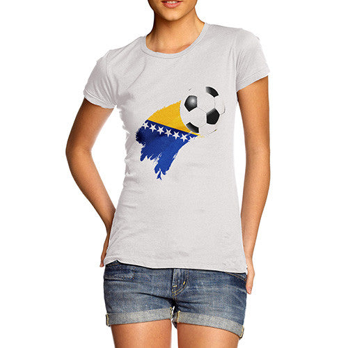 Bosnia And Herzegovina Football Flag Paint Splat Women's T-Shirt 