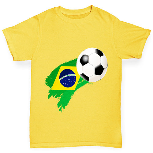 Brazil Football Flag Paint Splat Boy's T-Shirt