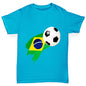 Brazil Football Flag Paint Splat Girl's T-Shirt 