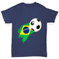 Brazil Football Flag Paint Splat Girl's T-Shirt 