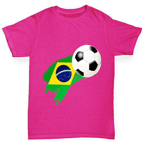 Brazil Football Flag Paint Splat Girl's T-Shirt 