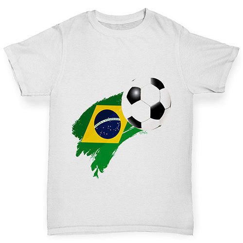 Brazil Football Flag Paint Splat Girl's T-Shirt 